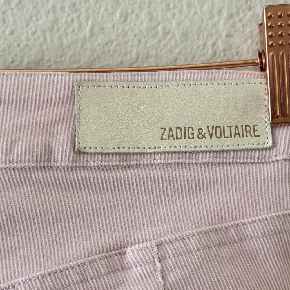Zadig & Voltaire Eva Patch Corduroy Pants Womens 34/2 Pink Ankle Slim Fit Cuffed - Picture 9 of 14